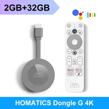 HOMATICS Dongle G 4K TV Stick with Netflix 4K Google Certified 2G32G Amlogic S905Y4 Support Dolby Atmos AV1 H.265 2T2R Wifi Box