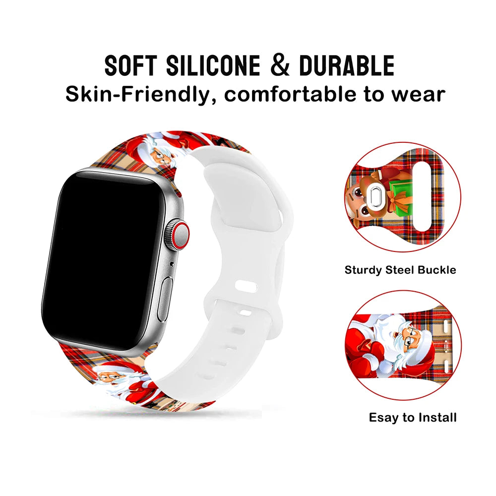 Christmas Bands for Apple Watch Bands 46mm 41mm 42mm 44mm 45mm 49mm Silicone Sport Strap iWatch Series 10 9 8 7 SE 6 5 4 Ultra 2