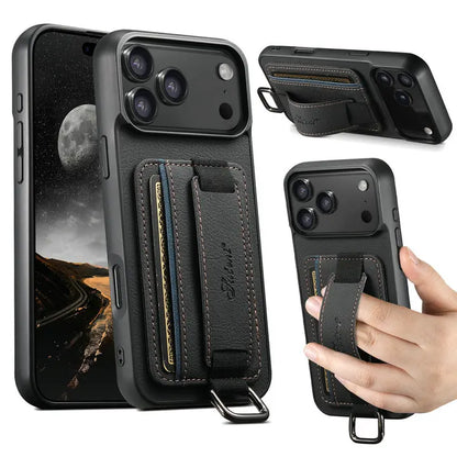 Luxury Case For iPhone 17 Pro Max 5G 2025 Wrist strap Leather Card Stand Funda For iPhone 17 Air Back Cover iPhone17 Pro Etui