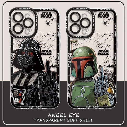 Stars Anime Wars Phone Case for iPhone 7 8 XR 13 Mini 11 12 Pro XS Max 14 Pro Max SE 15 Plus Shell TPU Cover Transparent Soft