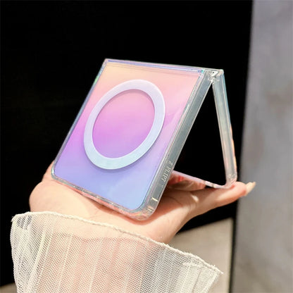 Gradient Aurora Rainbow Laser Magnetic for Magsafe Case for Samsung Galaxy Z Fold 7 6 5 4 3 ZFlip 7 6 5 4 3 Clear Colorful Cover