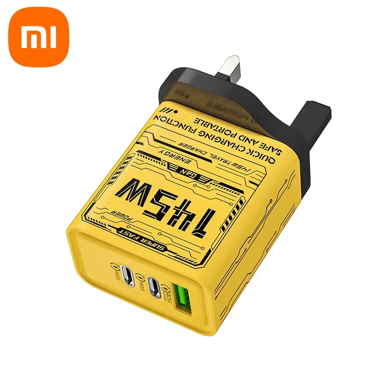 Xiaomi 145W 3 Ports Fast Charger USB Type C Quick Mobile Phone Charger EU US UK Plug Charger Adapter For iPhone 16 Pro Samsung