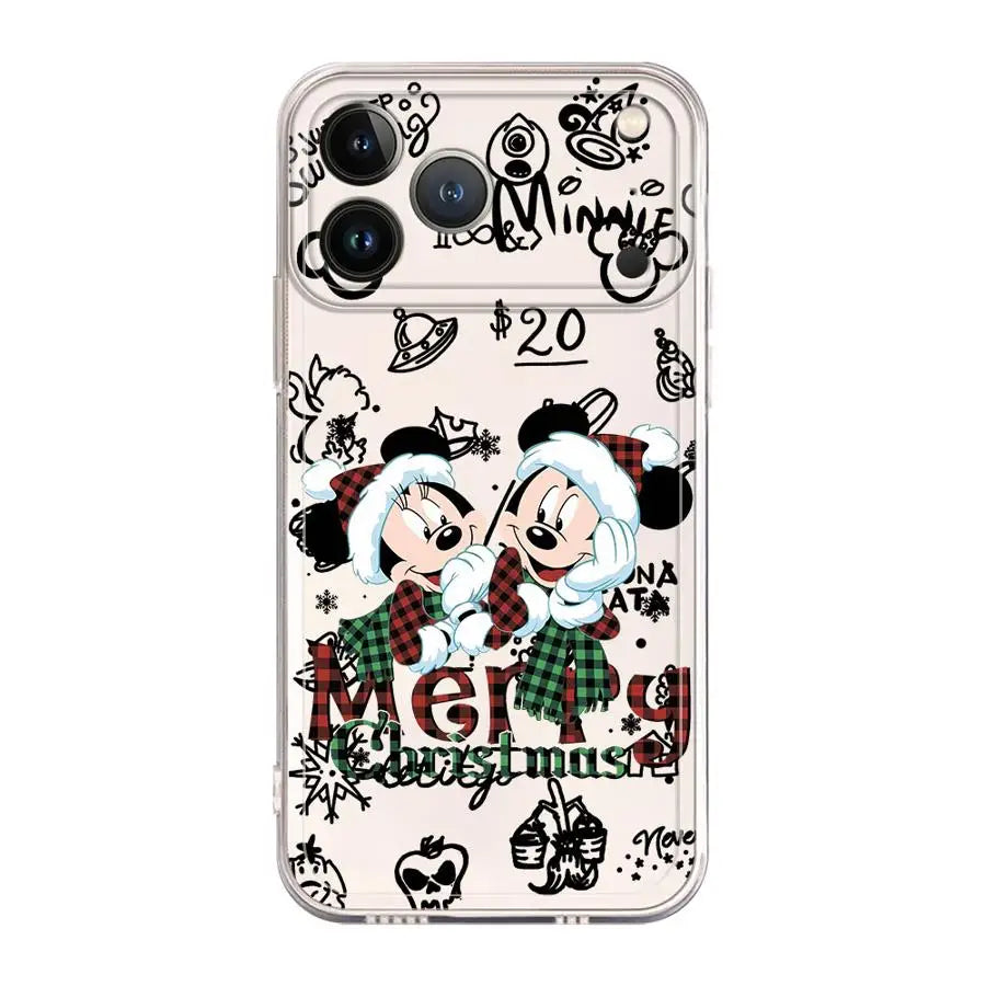 Soft Phone Cover Case for iPhone 7 8 12 Mini 17 Air 16 15 14 Plus XR 13 12 11 Pro MAX 16e Christmas Fummy Mickey Minnie