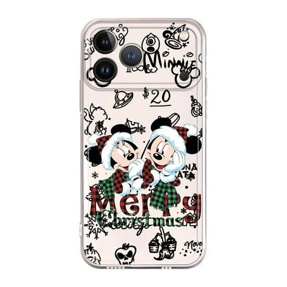 Soft Phone Cover Case for iPhone 7 8 12 Mini 17 Air 16 15 14 Plus XR 13 12 11 Pro MAX 16e Christmas Fummy Mickey Minnie