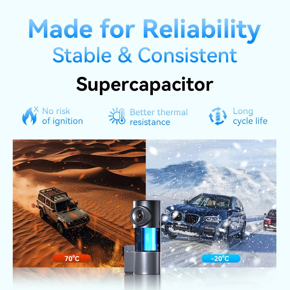 Pictrey M2 2K Dash Cam with Night Vision 330° Rotatable Car DVR Smart Voice Control 24H Parking Monitor
