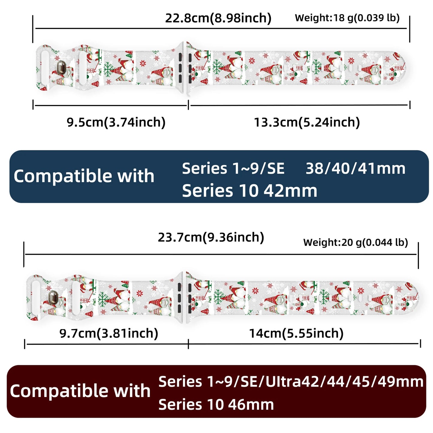 Colorful Christmas Series Strap for Apple Watch 11 10 9 8 7 SE Silicone Band Replacable Bracelet for iWatch 46mm 44mm 42mm 41mm