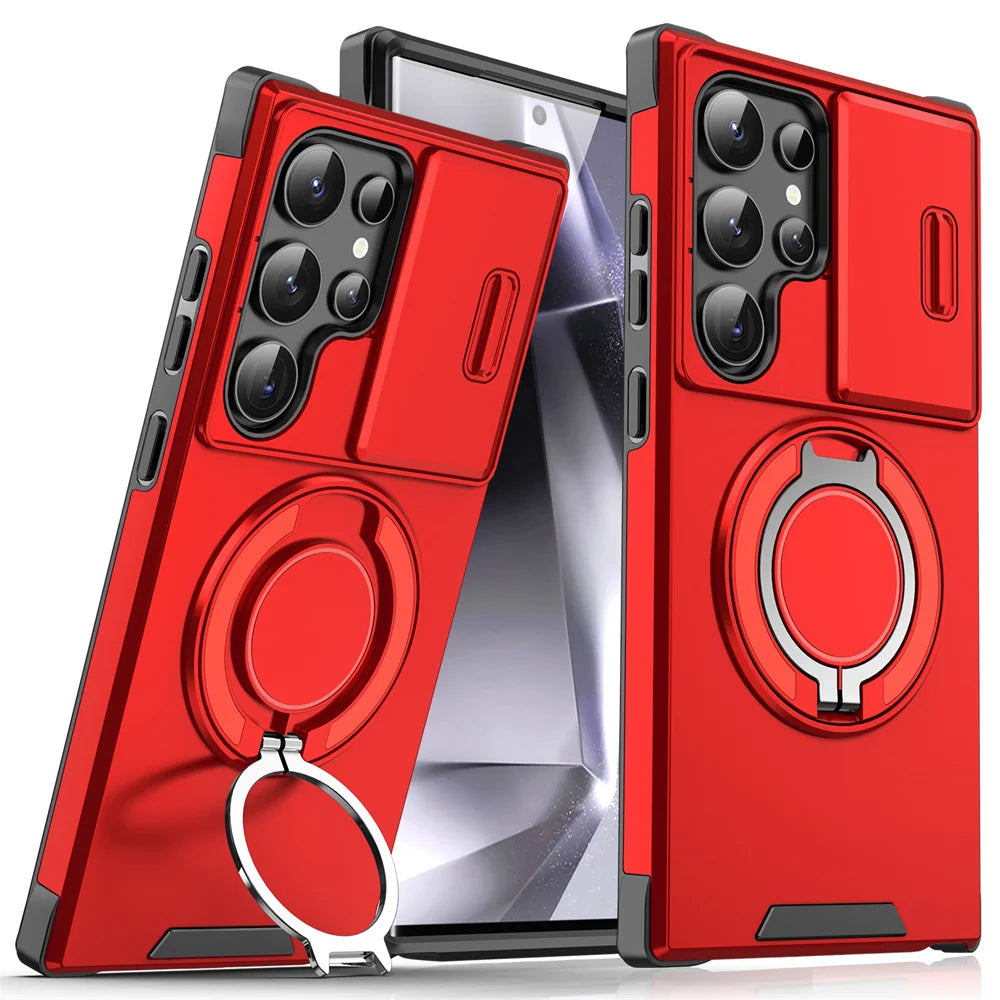 Slide Camera Protection Magnetic Stand Phone Case for Samsung S26 S25 Edge S24 S23 Plus S21 S22 Ultra FE A54 A15 A05 A05S Cover