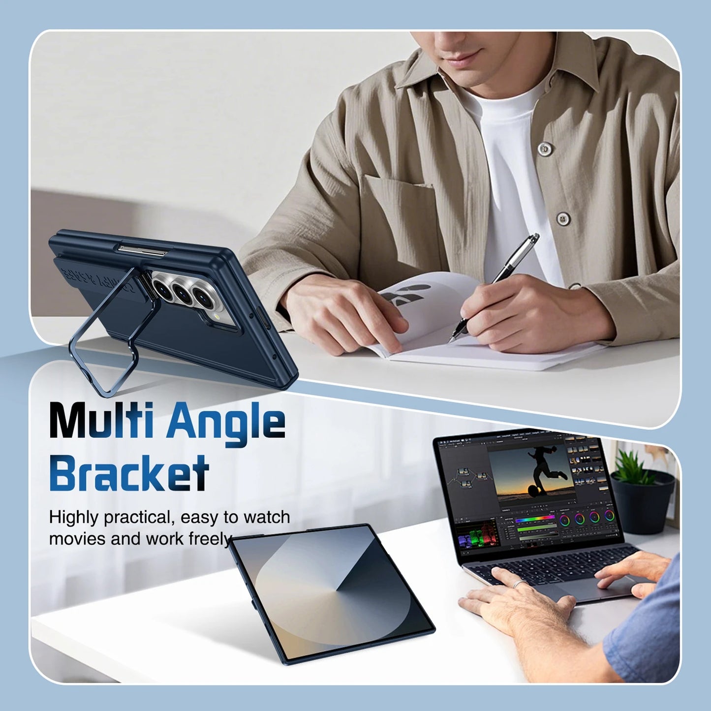 Camera Holder Hinge Protection PC Hard Phone Case For Samsung Galaxy Z Fold 7 6 5 4 3 Outer Screen Glass Shockproof Cover