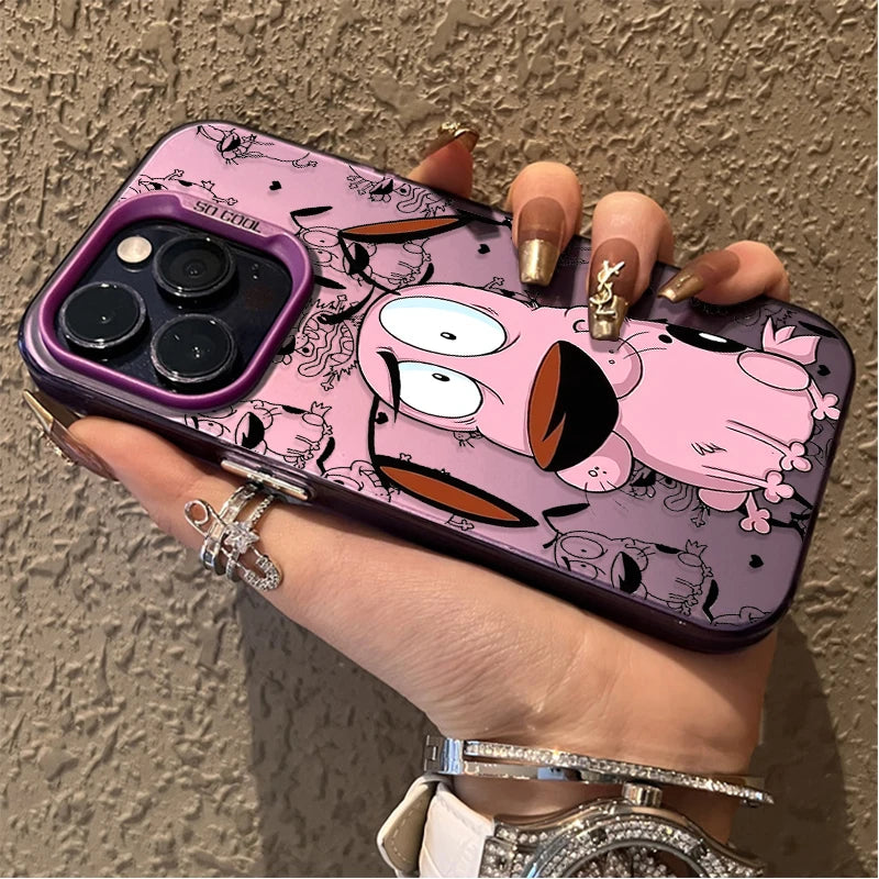 Courage Cowardly Dog Plating Case for Samsung Galaxy S24 S23 S22 S21 Ultra Plus FE Cover