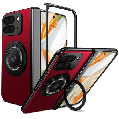 360° Rotating Holder Phone Case For Google Pixel 10 Pro Fold Magnetic Ring Hinge Screen Protector Film Shockproof Cover