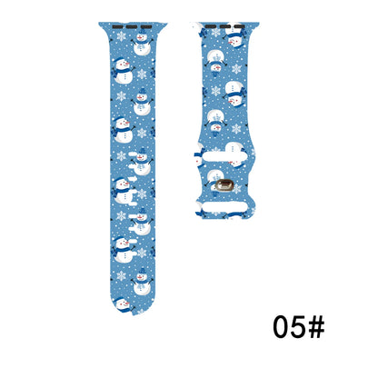 Colorful Christmas Series Strap for Apple Watch 11 10 9 8 7 SE Silicone Band Replacable Bracelet for iWatch 46mm 44mm 42mm 41mm