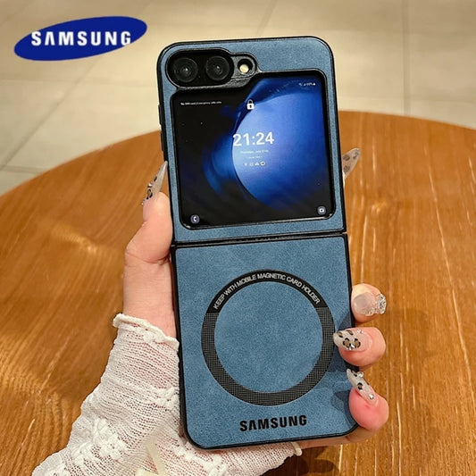 Magsafe Case Samsung Z Flip 7 6 5 4 Matte PU Leather Samsung Galaxy Z Fold 7 6 5 4 Magnetic Flip 5 Skin Feel Flip 3 Luxury Cover