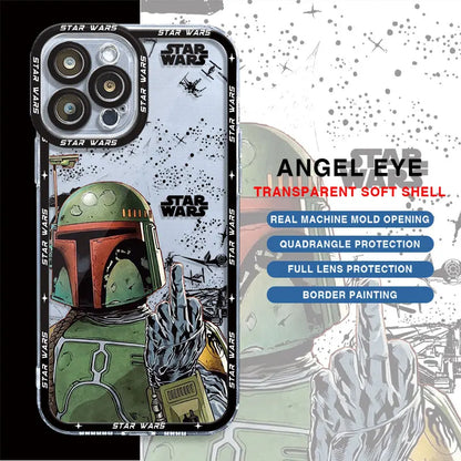 Stars Anime Wars Phone Case for iPhone 7 8 XR 13 Mini 11 12 Pro XS Max 14 Pro Max SE 15 Plus Shell TPU Cover Transparent Soft