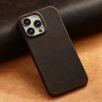 for Magsafe Case for iPhone 17 15 16 Pro Max Air Retro Luxury Full Grain Cowhide Genuine Oiled PULL-UP Leather Magnetic Cover