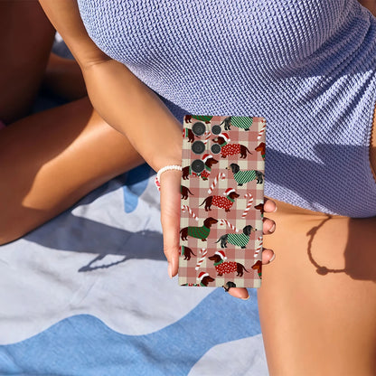 Christmas Dachshund Dog Phone Case for Samsung Galaxy S25 S24 S23 Ultra Plus A35 A55 Glossy HD Hard Cover Film Shell