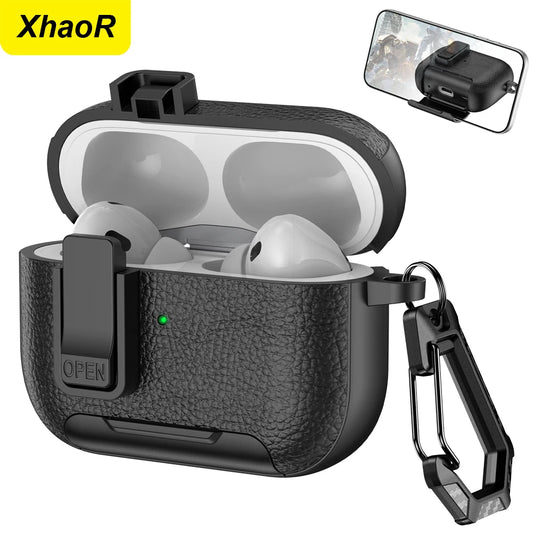 New Earphone Cover For AirPods Pro 3 3rd Generation Protective Case With Secure Lock Invisible Phone Stand Leather Texture Cover