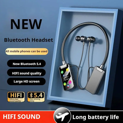 HD Screen HiFi Sound Neckband Long battery Life Wireless Bluetooth5.4 Headphones Earphones Sports Gamer Headsets Noise Reduction