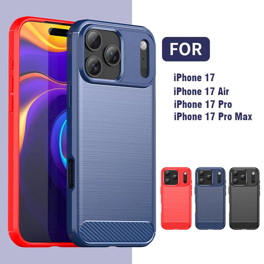 For iPhone 17 Pro Case Cover For iPhone 17 Pro Max 17 Air Shockproof Carbon Fiber Silicone Phone Case For iPhone 17 Pro Case
