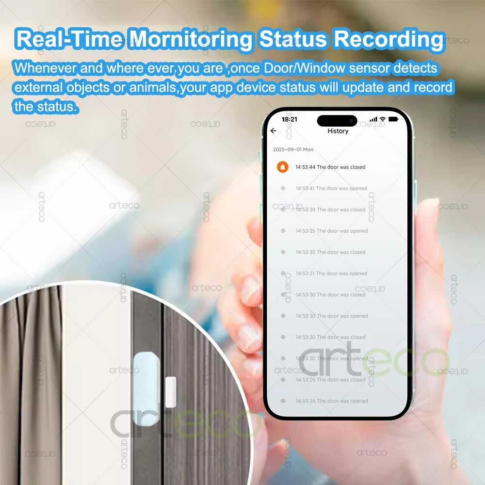 Zigbee Door Window Sensor Smart Home Security Alarm Wireless Magnetic Anti-theft Contact Detector App Remote Monitor Support Z2M