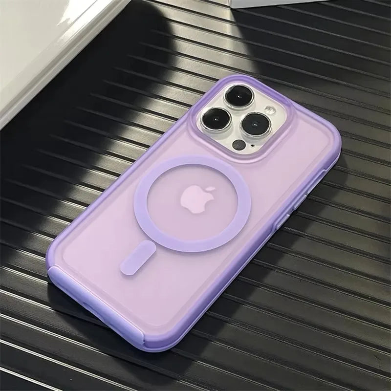 Neon Candy Color Translucent Shockproof Phone Case For iPhone 16 12 13 14 15 Pro Max For Magsafe Wireless Charging Frosted Cover