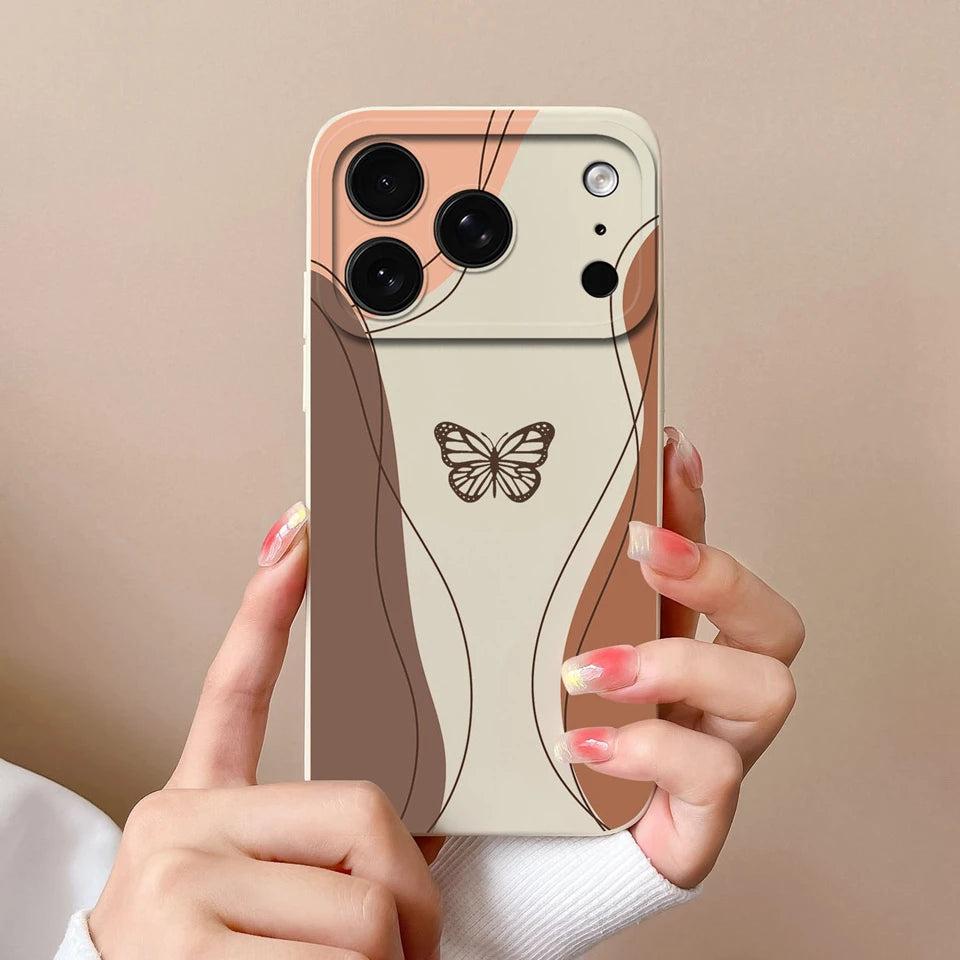 Case For iPhone17 17Air 17Pro 17ProMax Butterfly Love Heart Anti-fall Dustproof Trendy Housing For iPhone 17 Pro Max Funda Coque