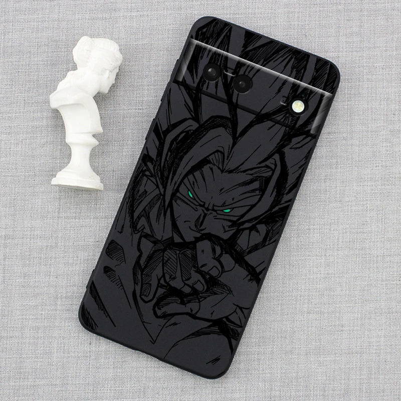 Luxury D-Dragon Ball Art Goku For Google Pixel 9 8 7A 7 6A 6 5A 5 4 4A XL 5G Black Silicon Shockproof Shell TPU Phone Case