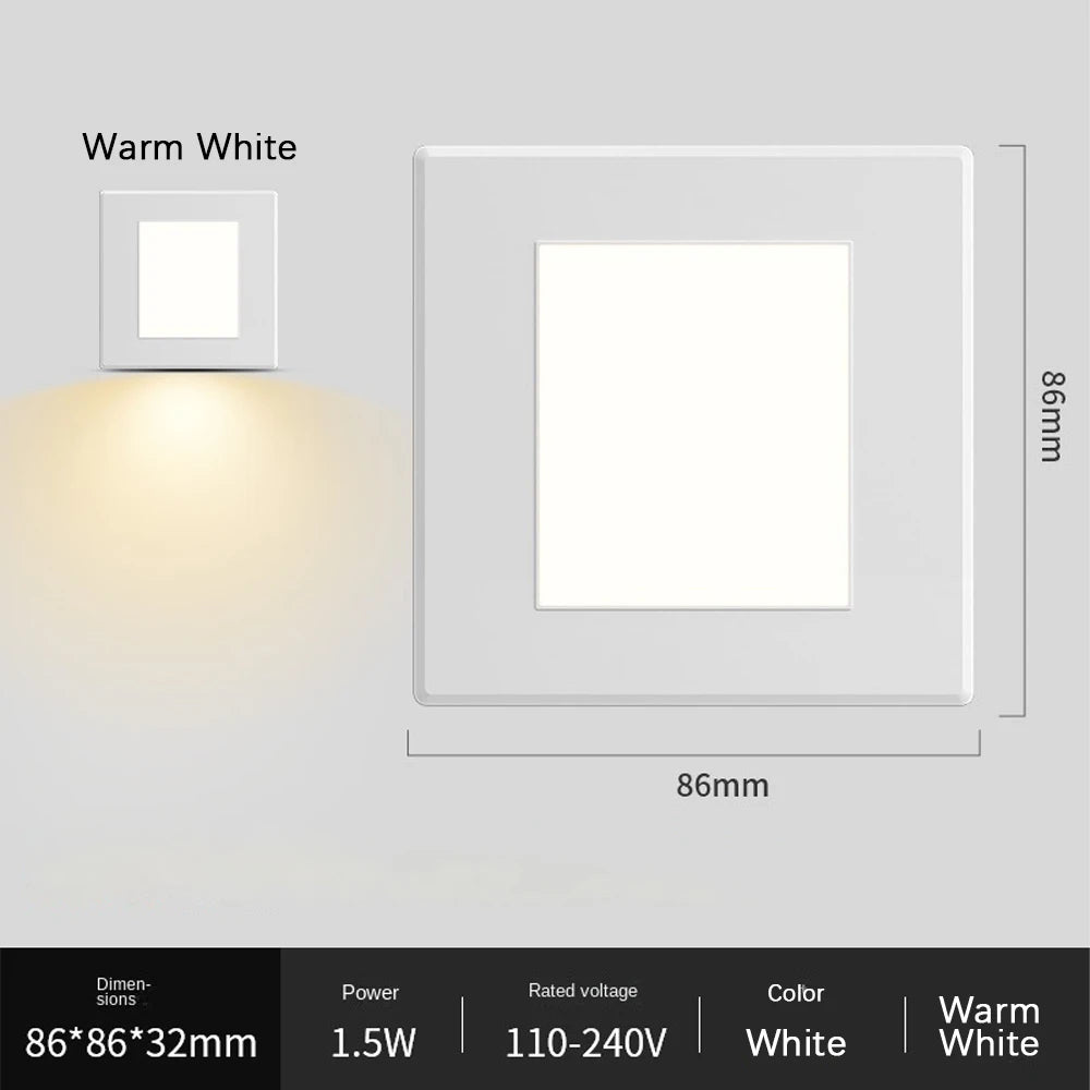 Smart Motion Sensor LED Stairs Wall Light Recessed Human Induction Step Lamp Indoor Entrance Hallway Foyer Ladder Night Lights