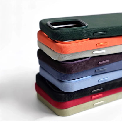 Luxury Metal Lens Magnetic Fiber Leather Case For iPhone 16 Pro Max 15 14 Plus 13 12 MagSafe Wireless Charging Shockproof Cover