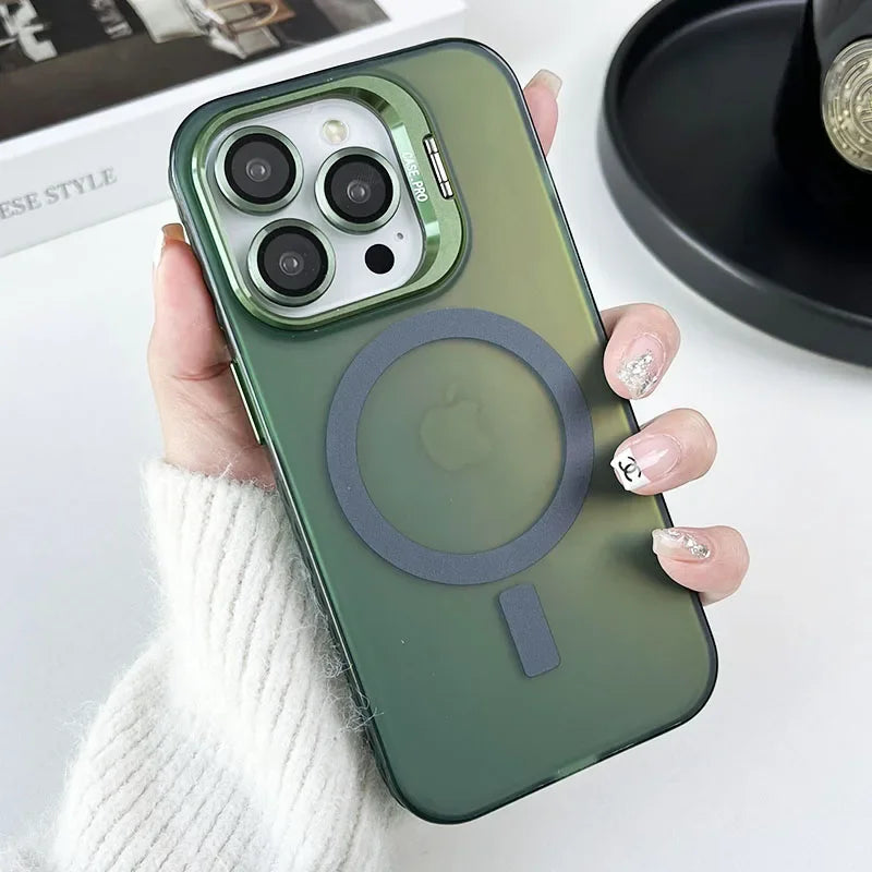Color Change Magsafe Magnetic Phone Case For iPhone 16 15 14 Plus 13 12 11 Pro Max Lens Glass Film Protection  Metal Stand Cover
