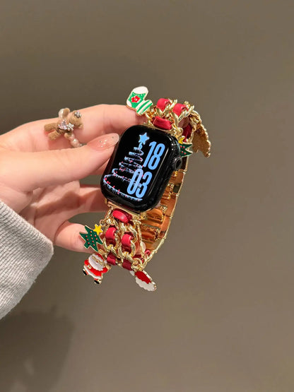 Bling Christmas bracelet link For Apple Watch band women strap Series S10/8/7/6/3/4/5/9 40mm 41mm 42mm 44mm 45mm 46mm