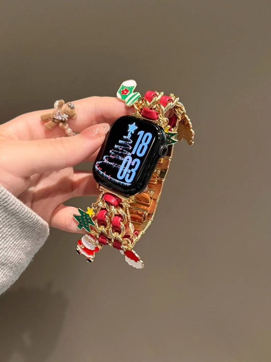 Bling Christmas bracelet link For Apple Watch band women strap Series S10/8/7/6/3/4/5/9 40mm 41mm 42mm 44mm 45mm 46mm