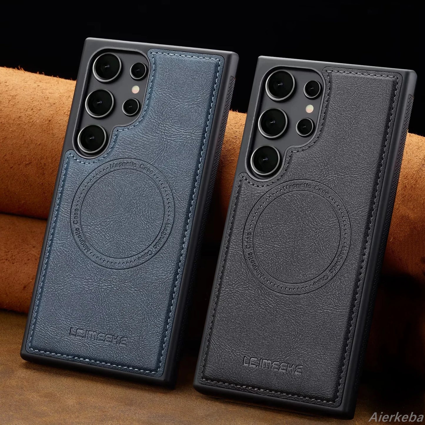 Magnetic MagSafe Pu Leather Phone Case for Samsung Galaxy S25 Edge S24 Ultra S23 FE S22 Plus S21 S20 A17 Wireless Charging Cover