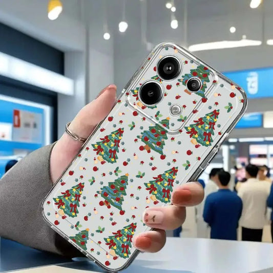 Christmas Tree Art For Xiaomi Redmi Note 8 8T 9 9T 11E 12 13 14 Pro Plus Turbo 5G Fashion TPU Transparent Phone Case