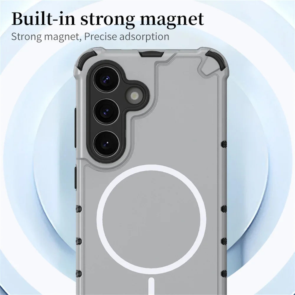 Anti-slip Bumper Armor Magnetic Phone Case For Samsung S24 S25 S26 Plus S23 Ultra A56 A55 A54 A35 A34 A25 A15 For Magsafe Cover