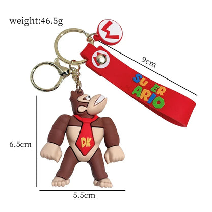 Super Mario 3D Cartoon Keychain Mario Bros Luigi Toad Yoshi Bowser Action Figure Model PVC Cartoon Bag Doll Pendant Toys Gift