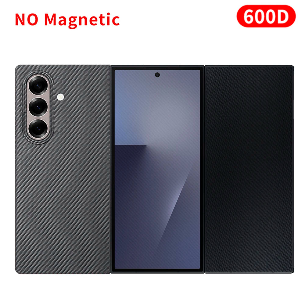 For samsung galaxy z trifold aramid case 600d kevlar carbon aramid fiber fabric thin hard cover magnetic balck Slim light premiu