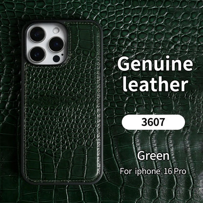 Premium Crocodile Pattern Genuine Leather Case For iPhone 16 Pro Max 15 14 13 12 11 XR Cowhide Back Cover Shell Protective Capa