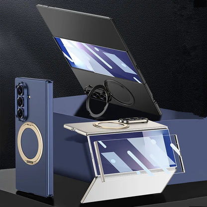 Matte PC 360 Ring Holder Bracket Plastic Case For Samsung Galaxy Z TriFold Trible Fold Magnetic Wireless Cover Glass Protector