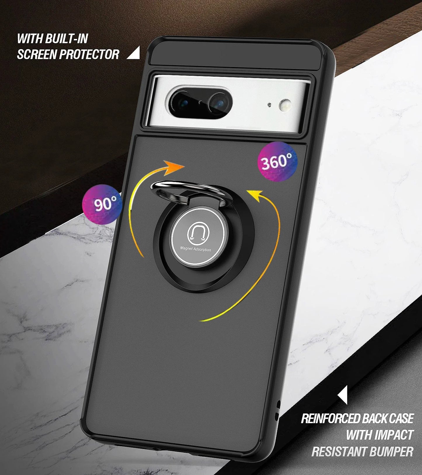 Magnetic With Ring Stand Shockproof Protective Cover For Google Pixel 7 6 8 9 Matte Finish Phone Case for Google Pixel 7 Pro 8A