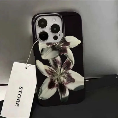Lily Orchid Flower Print Soft Phone Case For iPhone 17PROMAX 16 15PRO 14 13 12 11PROMAX Shockproof Cover