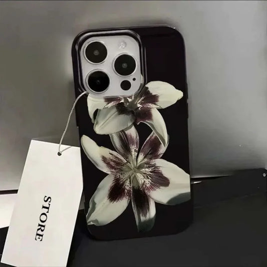 Lily Orchid Flower Print Soft Phone Case For iPhone 17PROMAX 16 15PRO 14 13 12 11PROMAX Shockproof Cover