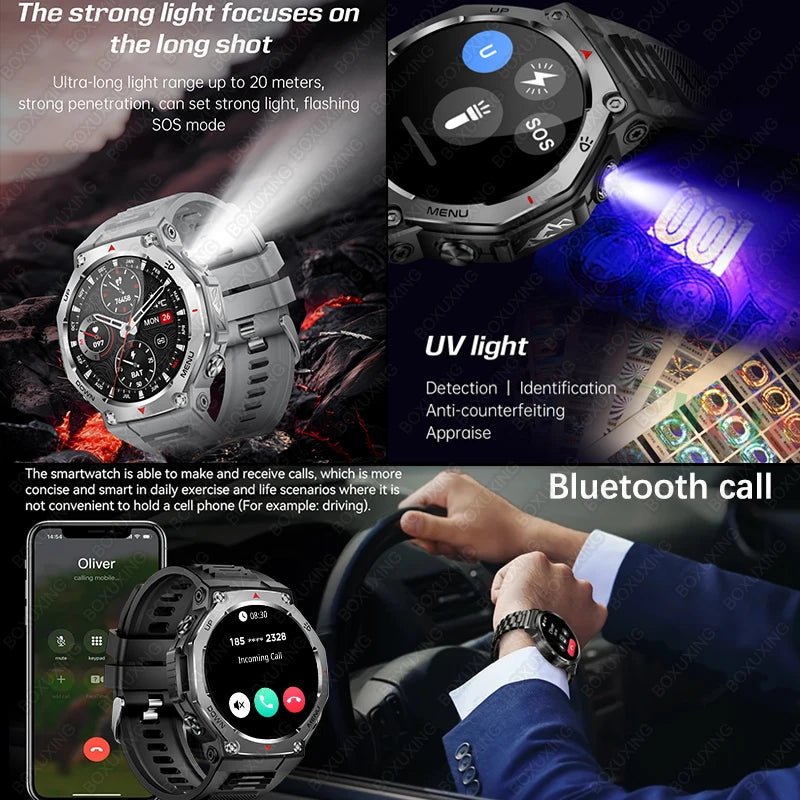 2026 New T-Rex 3 Military Grade Sports Smart Watch GPS Motion Track 5 ATM Waterproof Heart Rate HD Bluetooth Call Smartwatch Men
