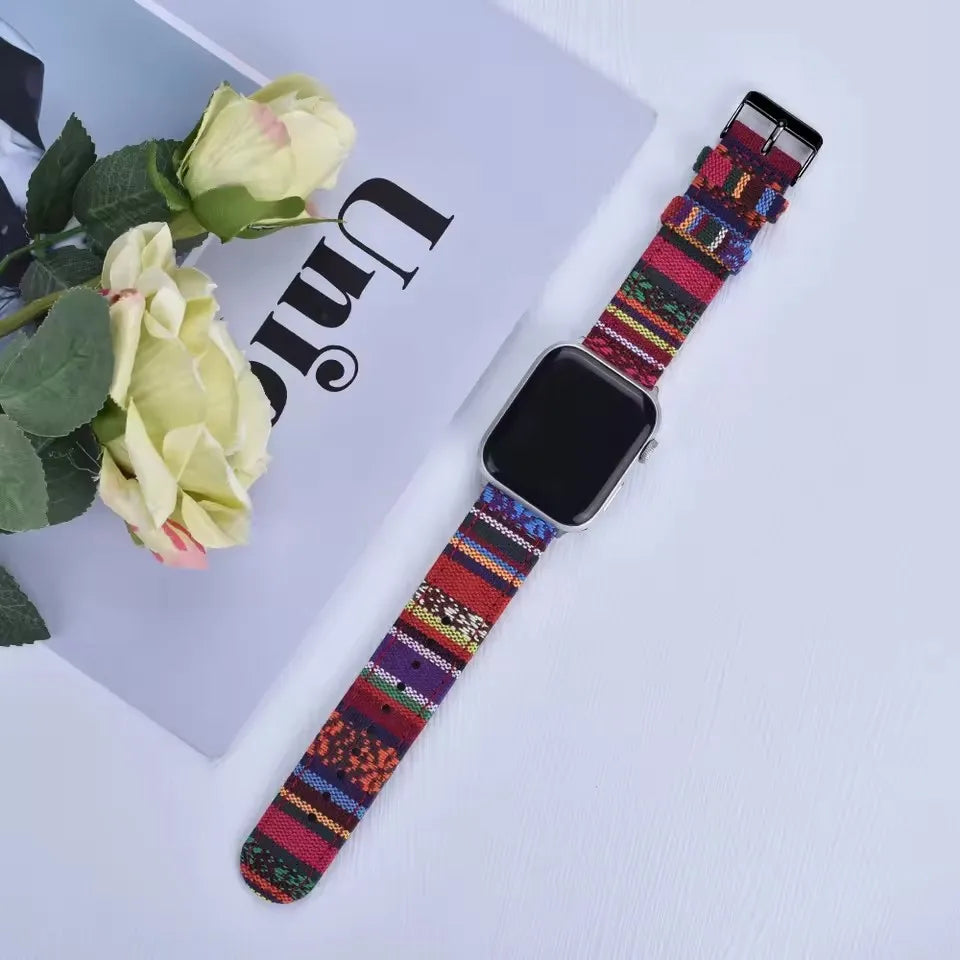 Christmas Exotic Style Fabric Straps For iWatch Band 8 7 SE 45mm 44mm 42mm Sports For Apple Watch 41mm 40mm 38mm Series 6 5 4 3