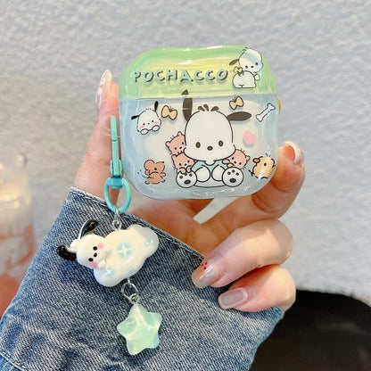Cute Cartoon Sanrio Pochacco Earphone Case For Airpods 1 2 3 4 Pro 2 Wireless Bluetooth Headset Protective Cover With Pendant