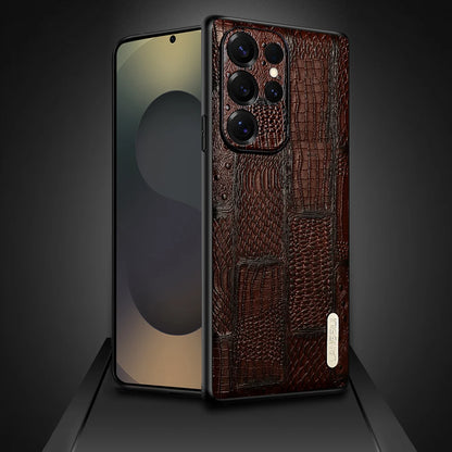 LANGSIDI Genuine Leather Retro Phone Case For Samsung Galaxy S 25 S25 S23 S24 Ultra S24 Plus S25Plus S25Ultra Luxury Back Cover