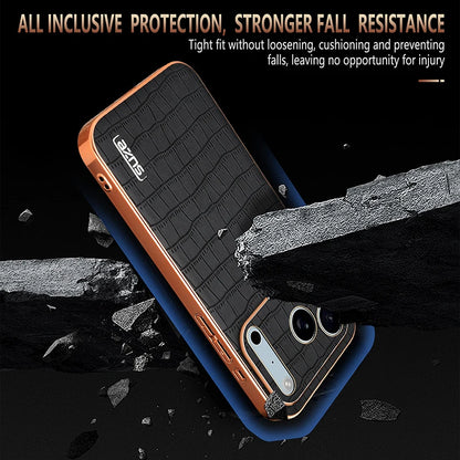 for iPhone 17 Pro Max 17 Pro Air Case 3D Crocodile Texture PU Leather Plating Bumper Full Camera Protector Soft Cover Shell