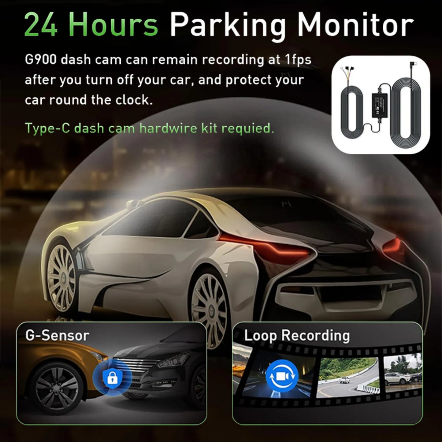 4K Dash Cam for Cars Car Camera Dash Cam WIFI Camera for Car Front and Rear Dash Camera Black Box 24H Parking Mode Recorder