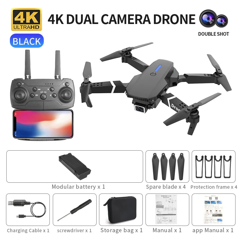 2026 NEW E88 Pro Drone 4k HD Dual Camera FPV 13-Minutes Flying Long Range Rc Quadcopter Foldable Mini Dron E88 Pro Boy Toy