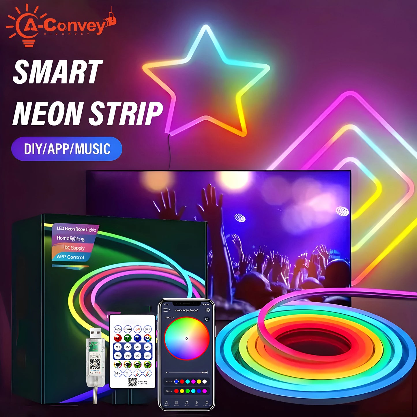 5V USB Smart Neon Rope Light 3/5M Waterproof Led Strip Lights With App Remote Music Sync for Bedroom Gaming Room Decoration