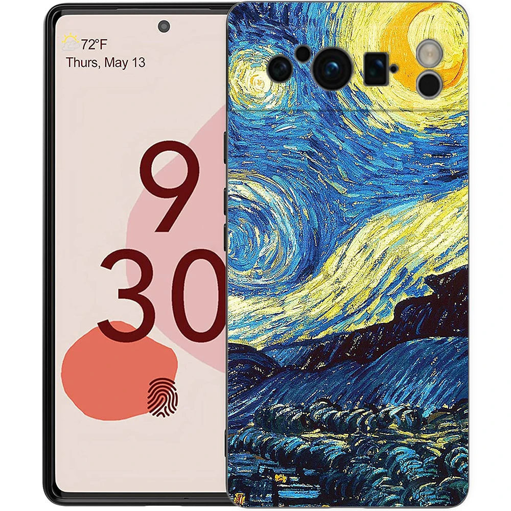 Phone Case Cover for Google Pixel 9 8 7 6 9A 8A 7A 6A Pro 10 9 Pro XL Soft TPU Shell Capas Van Gogh Art Starry Night Aesthetics